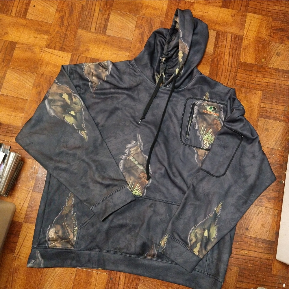 Mossy Oak Camo Black Outdoors Pullover Hoodie Mens 2XL